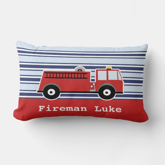 Boys Fire Engine Personalized Cushion (Front)