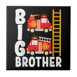 Boy's Fire Truck Fire Theme Big Brother Fire Engin Ceramic Tile