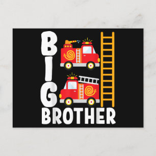 Boy's Fire Truck Fire Theme Big Brother Fire Engin Holiday Postcard