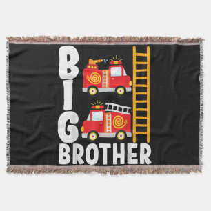 Boy's Fire Truck Fire Theme Big Brother Fire Engin Throw Blanket