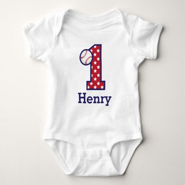 Boys First Birthday Baseball Shirt Baseball Party (Front)