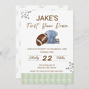 Boy's First Birthday, First Down Birthday Invite, Invitation