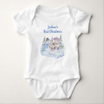 Boy's First Christmas Happy Snowman Let it Snow Baby Bodysuit<br><div class="desc">Cute personalised christmas bodysuit for baby's first christmas. This cute watercolor design is lettered with "let it snow" and features a happy family of snowmen and christmas trees. The template is ready for you to personalise the remaining wording.</div>