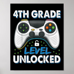 Boys First Day Of 4th Grade Shirt Kids Gaming Back Poster