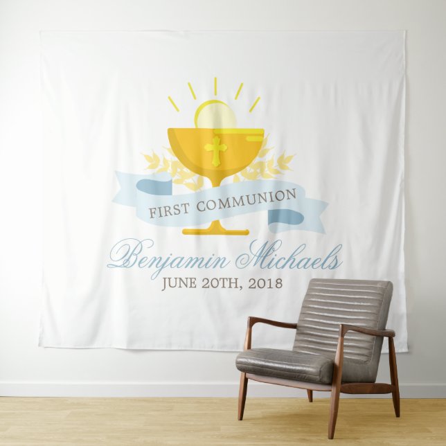 Boys First Holy Communion Personalised Tapestry (In Situ (Horizontal))