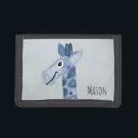 Boy's First Wallet Blue Giraffe with Name<br><div class="desc">This adorable boy's wallet features a blue watercolor giraffe,  and has place for you to add your little boy's name. Perfect for your toddler's first wallet! Check out the rest of our collection for other cute blue safari animals!</div>