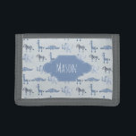 Boy's First Wallet Blue Safari Pattern with Name<br><div class="desc">This adorable boy's wallet features a blue watercolor giraffe,  elephant,  crocodile and zebra pattern and has place for you to add your little boy's name. Perfect for your toddler's first wallet! Check out the rest of our collection for other cute blue safari animals!</div>