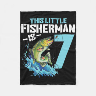 Boys Fishing Birthday Shirt 7 Year Old Boy Fisherm Fleece Blanket