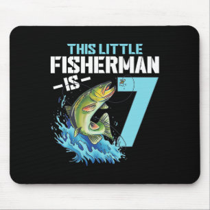 Boys Fishing Birthday Shirt 7 Year Old Boy Fisherm Mouse Pad