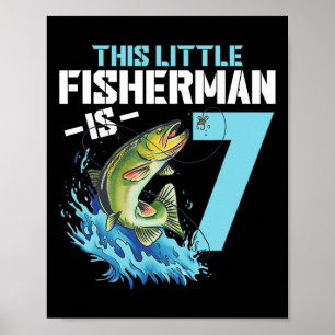 Boys Fishing Birthday Shirt 7 Year Old Boy Fisherm Poster