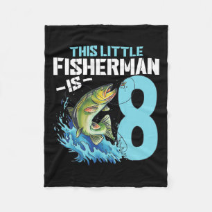 Boys Fishing Birthday Shirt 8 Year Old Boy Fisherm Fleece Blanket