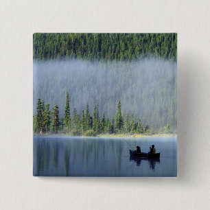 Boys fishing on Waterfowl Lake, Banff National 15 Cm Square Badge