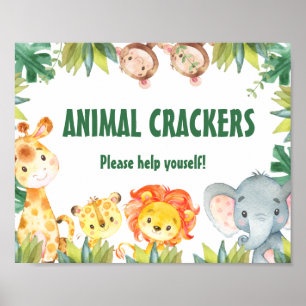 Boys Foliage Wild One Safari Animals Birthday Sign