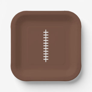 Boys Football Brown Sports Birthday Paper Plate