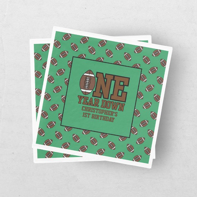 Boys Football First Year Down 1st Birthday Party Napkin (Creator Uploaded)