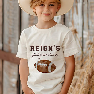 Boy's Football First Year Down 1st Birthday Party T-Shirt