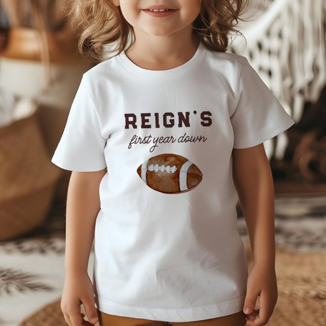 Boy's Football First Year Down 1st Birthday Party Toddler T-Shirt (Creator Uploaded)