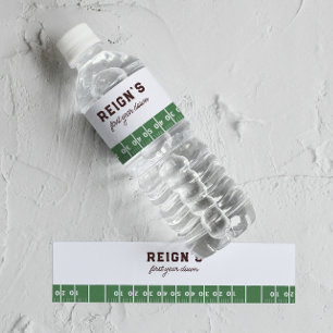 Boy's Football First Year Down 1st Birthday Party Water Bottle Label