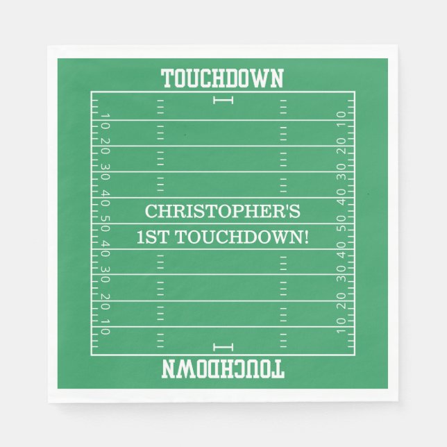 Boys Football Green Sports Birthday Napkin (Front)