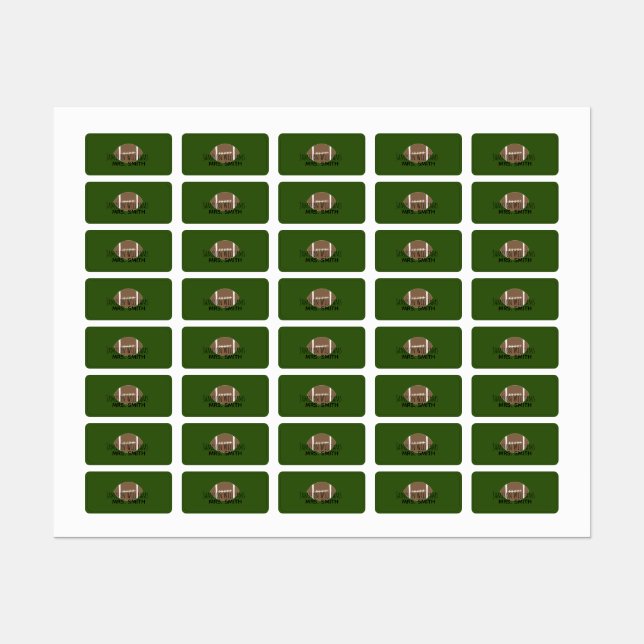 Boys Football Green Waterproof Labels (Sheet)