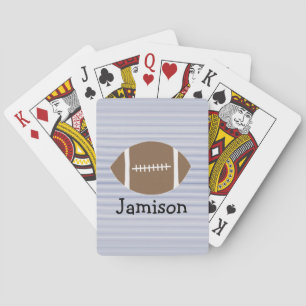 Boys Football Navy Stripe Playing Cards