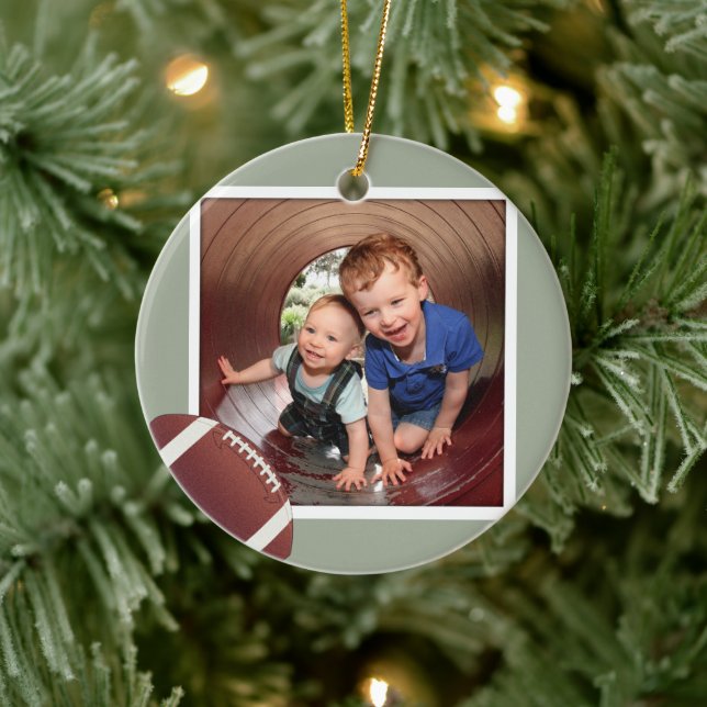 Boys Football Photo Christmas Ceramic Tree Decoration (Tree)