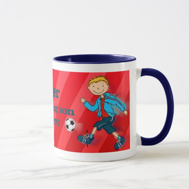 Boys football soccer hero mug red (Right)
