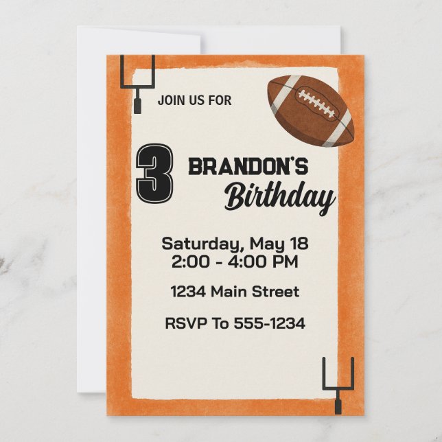 Boys Football Sports Birthday Party Invitation (Front)