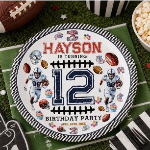 Boys Football Sports Birthday Party Paper Plate