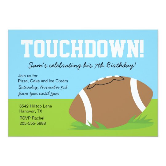 Boys Football Themed Birthday Party Invitation