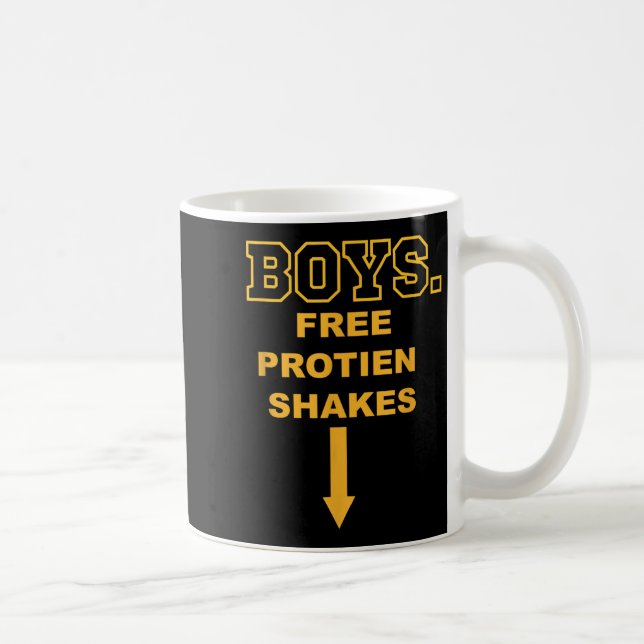 Boys Free Protein Shakes Humourous Gym  Coffee Mug (Right)
