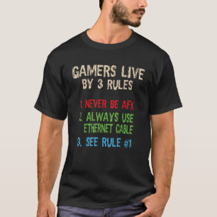 Boys Funny Gamer Gamers Live By 3 Rules Video Game T-Shirt