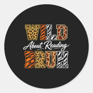 Boys funny wild animal about reading bruh book classic round sticker