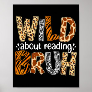 Boys funny wild animal about reading bruh book poster
