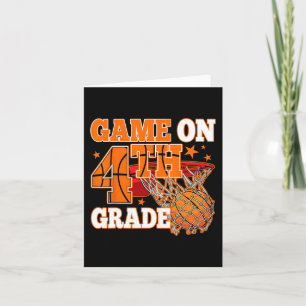 Boys Game On 4th Grade Basketball Back To School T Card