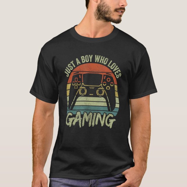 Boys Gamer Apparel Just A Boy Who Loves Gaming T-Shirt (Front)