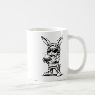 Boys Gamer Bunny Face With Sungles Bunny Gaming Ea Coffee Mug