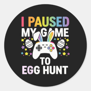 Boys Gamer Egg Hunt Easter Day Video Games Bunny G Classic Round Sticker