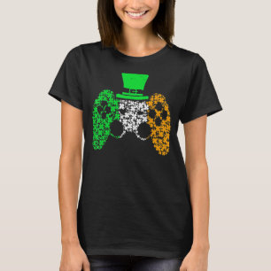 Boys Gamer Game Lucky Shamrock St Patricks Day Iri T-Shirt