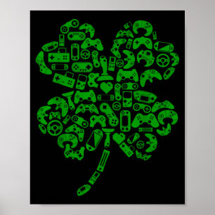 Boys Gamer Game Shamrock St Patricks Day Irish Men Poster