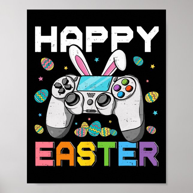 Boys Gamer Happy Easter Day Video Games Bunny Gami Poster (Front)