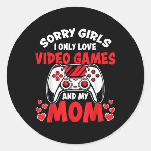 Boys Gamer Valentines Day Video Games Funny Gaming Classic Round Sticker