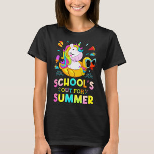 Boys Girl Unicorn Duck Swimming Pool School's Out T-Shirt