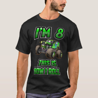 Boys Girls 8 Year Old 8th Birthday Kids Monster Tr T-Shirt