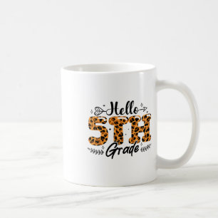 Boys Girls Back To School Hello 5th Grade Leopard  Coffee Mug
