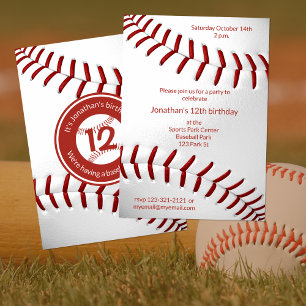 boys girls baseball birthday or team party invitation