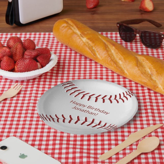 boys girls baseball softball party paper plate (Picnic)