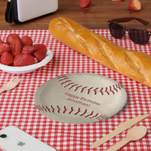 boys girls baseball softball party paper plate