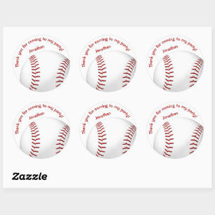 boys girls baseball softball party thank you classic round sticker