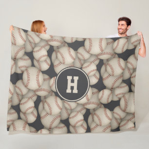boys girls baseball softball pattern monogrammed fleece blanket